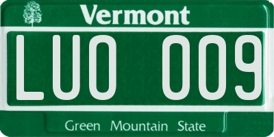 VT license plate LUO009