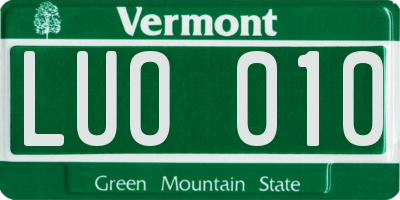 VT license plate LUO010