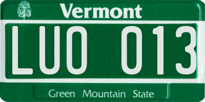 VT license plate LUO013