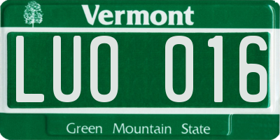 VT license plate LUO016
