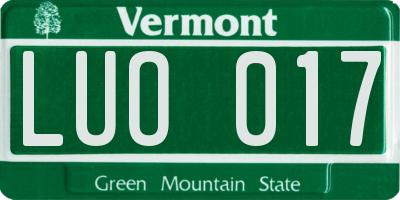 VT license plate LUO017
