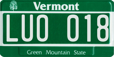 VT license plate LUO018