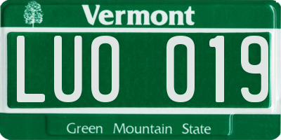 VT license plate LUO019