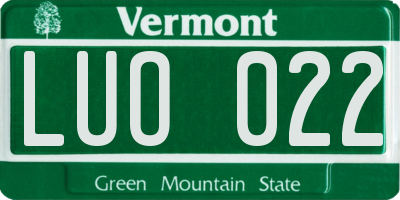 VT license plate LUO022