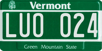 VT license plate LUO024