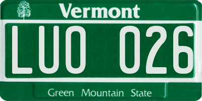VT license plate LUO026