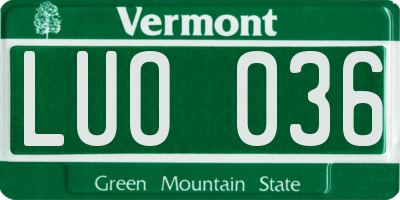 VT license plate LUO036