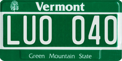 VT license plate LUO040