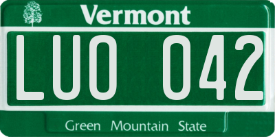 VT license plate LUO042