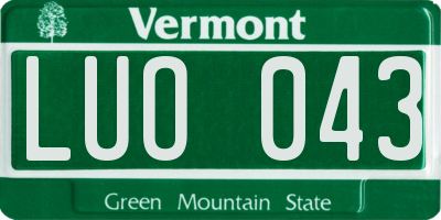 VT license plate LUO043