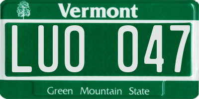 VT license plate LUO047