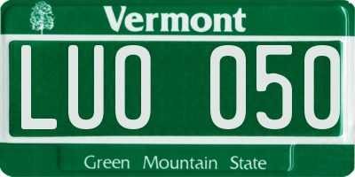 VT license plate LUO050
