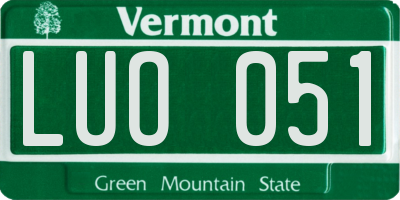 VT license plate LUO051