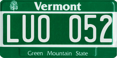 VT license plate LUO052