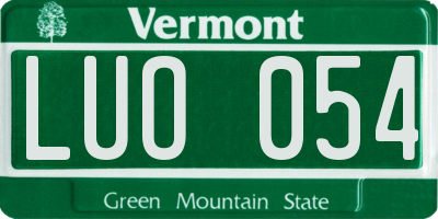 VT license plate LUO054