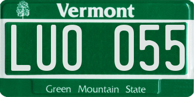 VT license plate LUO055