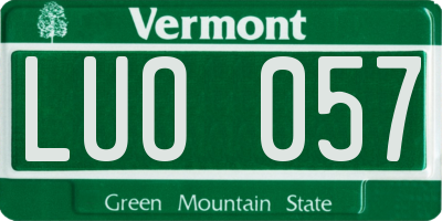 VT license plate LUO057