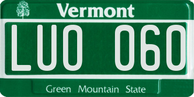 VT license plate LUO060