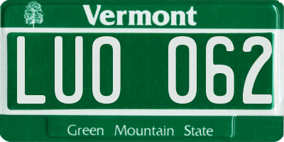 VT license plate LUO062