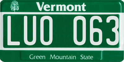 VT license plate LUO063