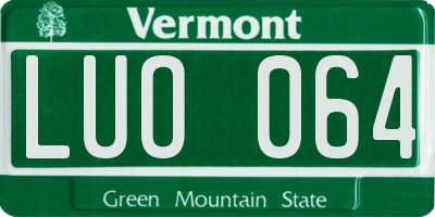 VT license plate LUO064