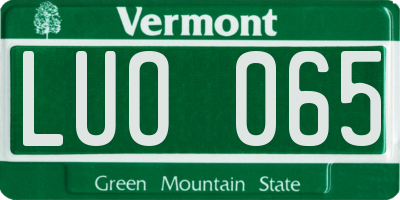 VT license plate LUO065