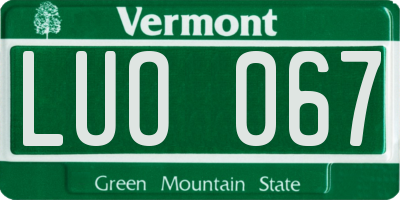 VT license plate LUO067