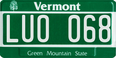 VT license plate LUO068