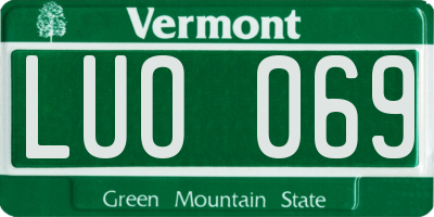 VT license plate LUO069