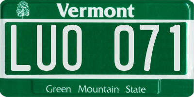 VT license plate LUO071