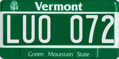 VT license plate LUO072