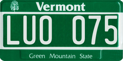 VT license plate LUO075