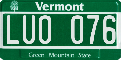 VT license plate LUO076