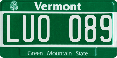 VT license plate LUO089