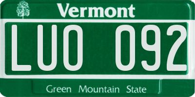 VT license plate LUO092