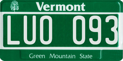 VT license plate LUO093