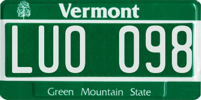 VT license plate LUO098