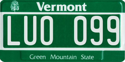 VT license plate LUO099