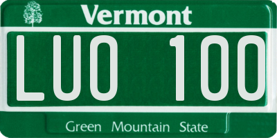 VT license plate LUO100