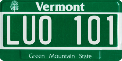 VT license plate LUO101