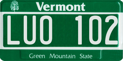 VT license plate LUO102