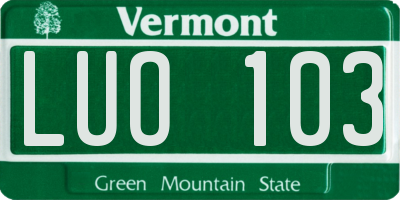VT license plate LUO103