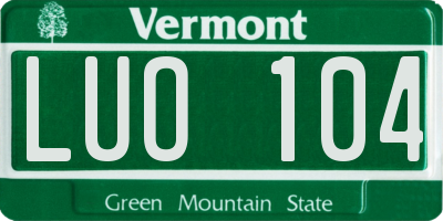 VT license plate LUO104