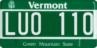 VT license plate LUO110