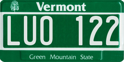 VT license plate LUO122
