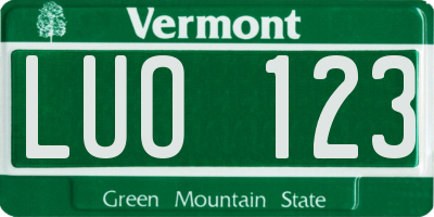 VT license plate LUO123