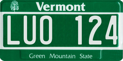 VT license plate LUO124