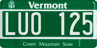 VT license plate LUO125
