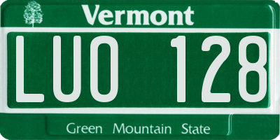 VT license plate LUO128