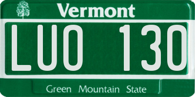 VT license plate LUO130